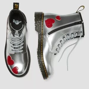 Dr. Martens metallic silver red heart kids size 12
